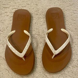 White Sparkly Reef Flip Flops